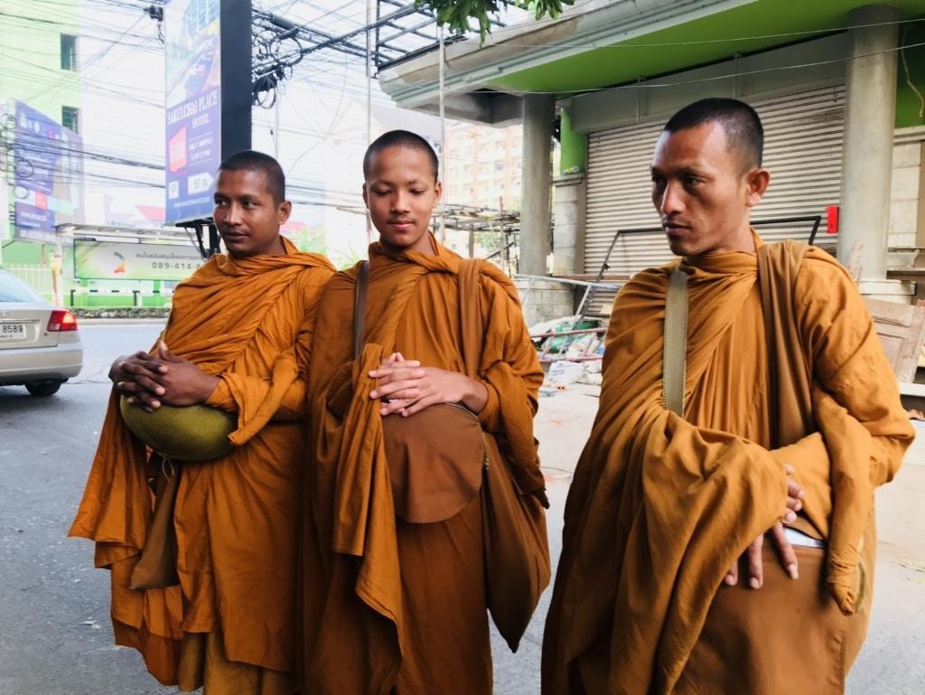 Buddhist monks on the street in Thailand